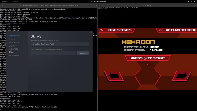 Screenshot of Super Hexagon neo branch
